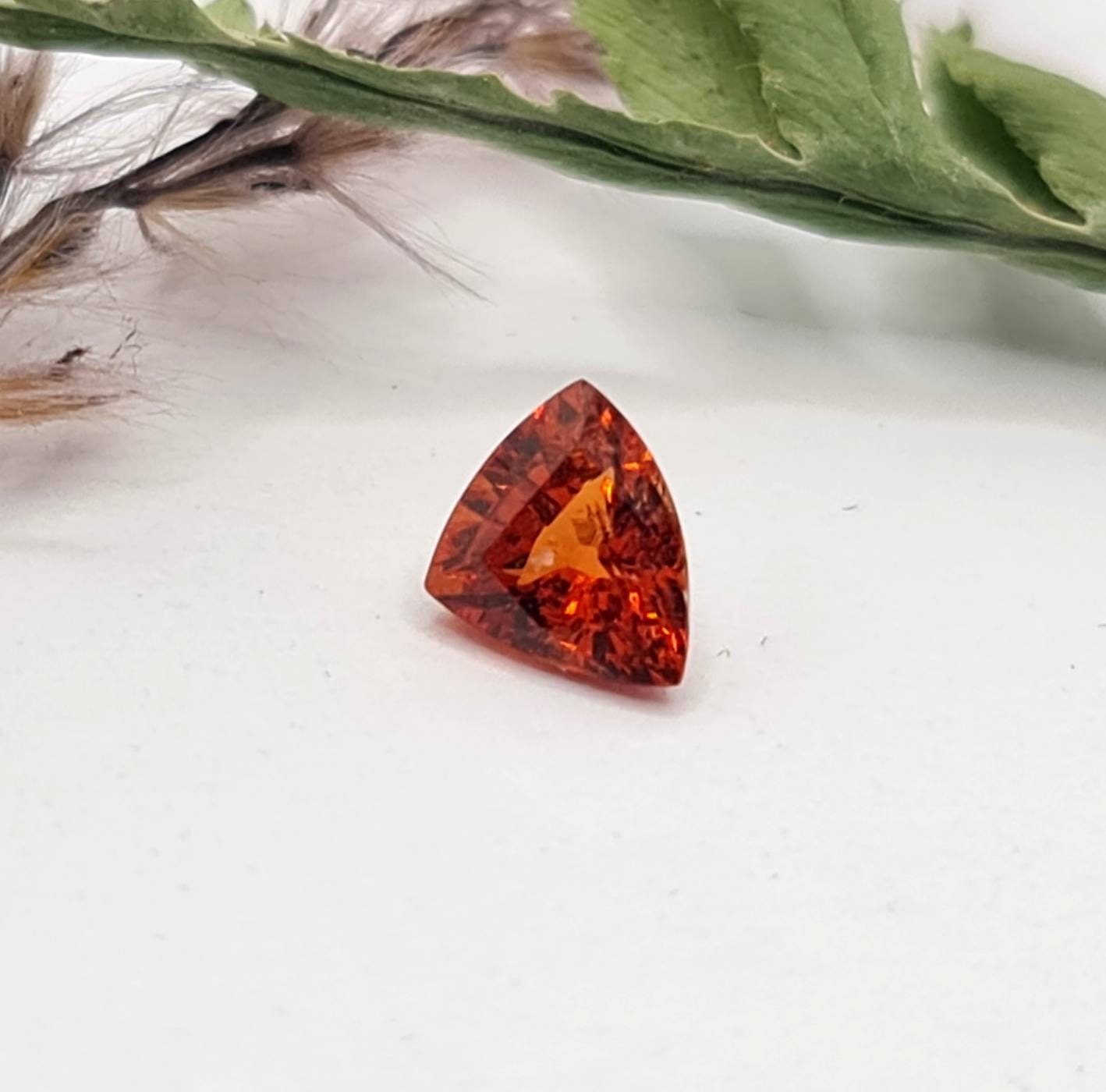 Trilliant facettierter Mandaringranat, orange Dreieck 6,6x5,4mm 0,88ct (Nr.476)