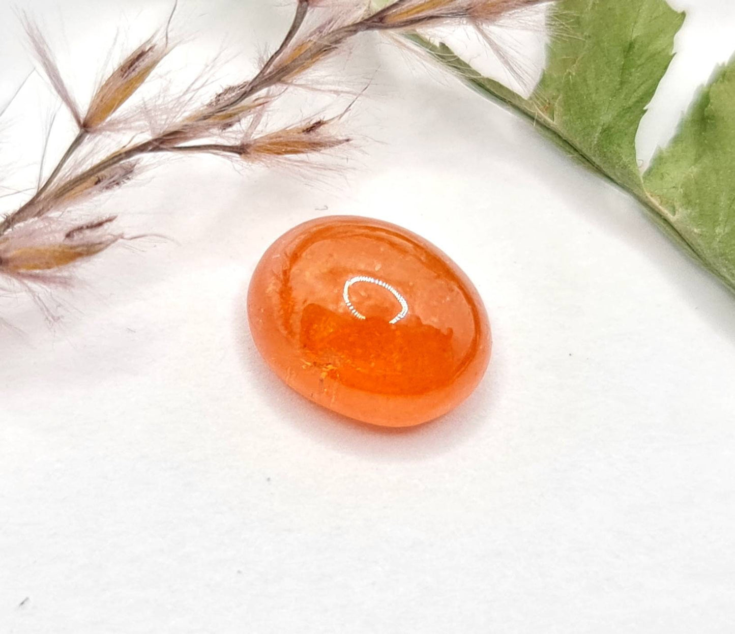 Ovales Mandarigranat Cabochon, Spessartin orange 10,5x8,3mm 5,06ct (Nr.517)