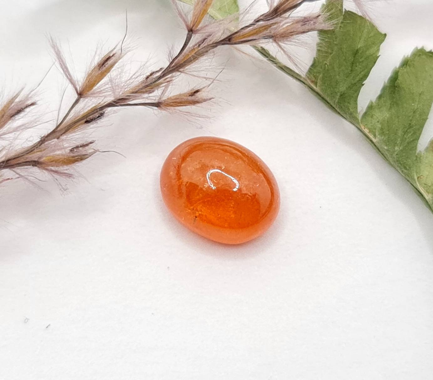 Ovales Mandarigranat Cabochon, Spessartin orange 10,5x8,3mm 5,06ct (Nr.517)