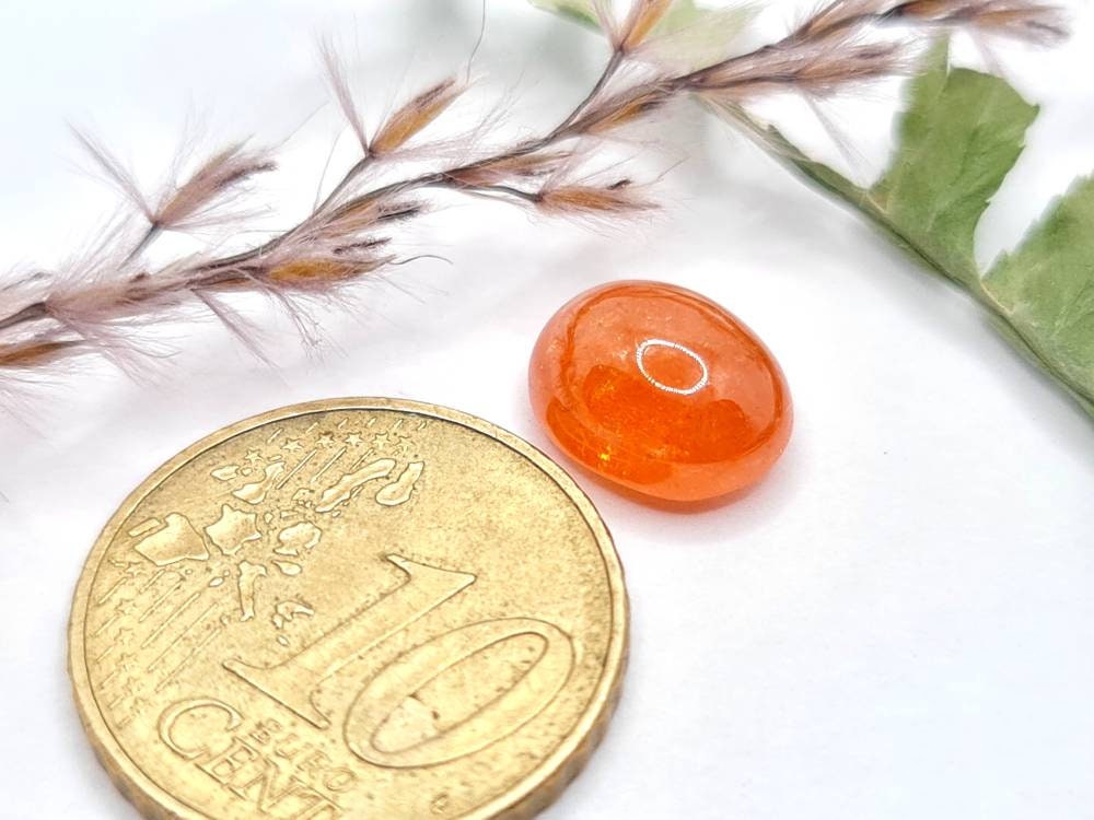 Ovales Mandarigranat Cabochon, Spessartin orange 10,5x8,3mm 5,06ct (Nr.517)