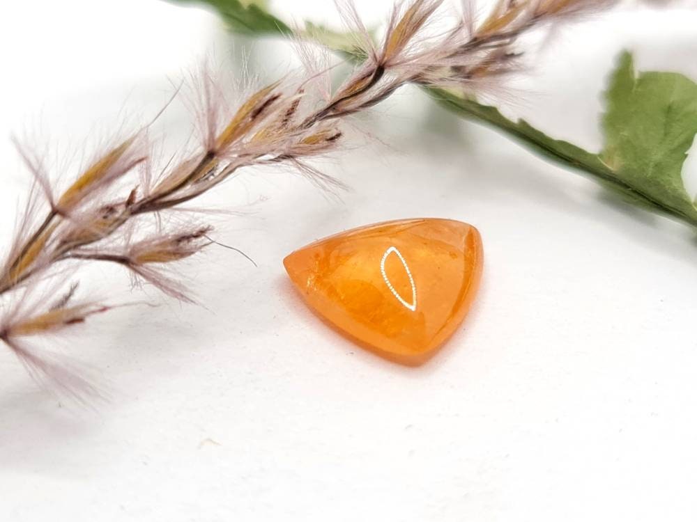 Dreieckiger orangefarbener Mandaringranat Spessartin Cabochon 9,7x9,1mm 3,15ct (Nr.527)