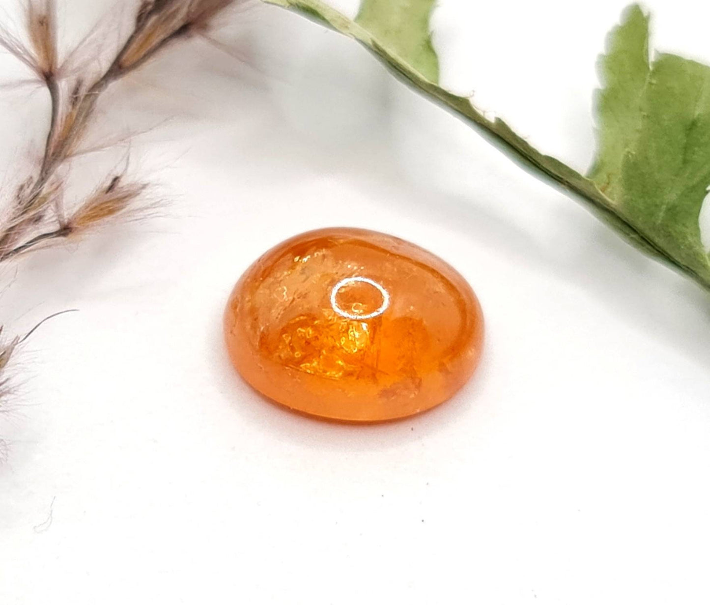 Ovaler orangefarbener Mandaringranat Cabochon Spessartin 10,7x8,3mm 5,17ct (Nr.534)