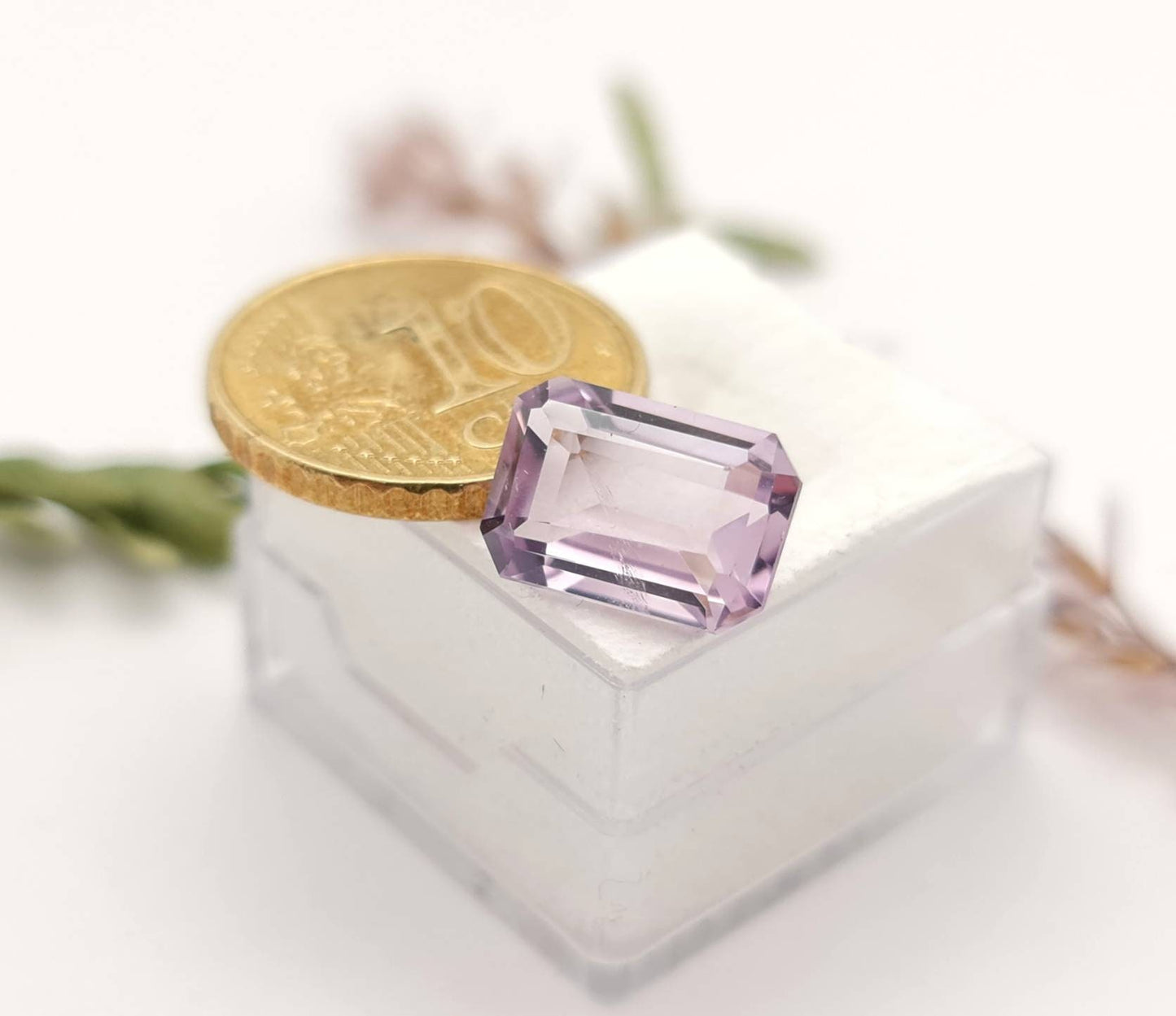 Echter facettierter Amethyst rechteck , violett lila rosa, Rose de France 12,2x8,4mm 4,7ct (Nr.888)