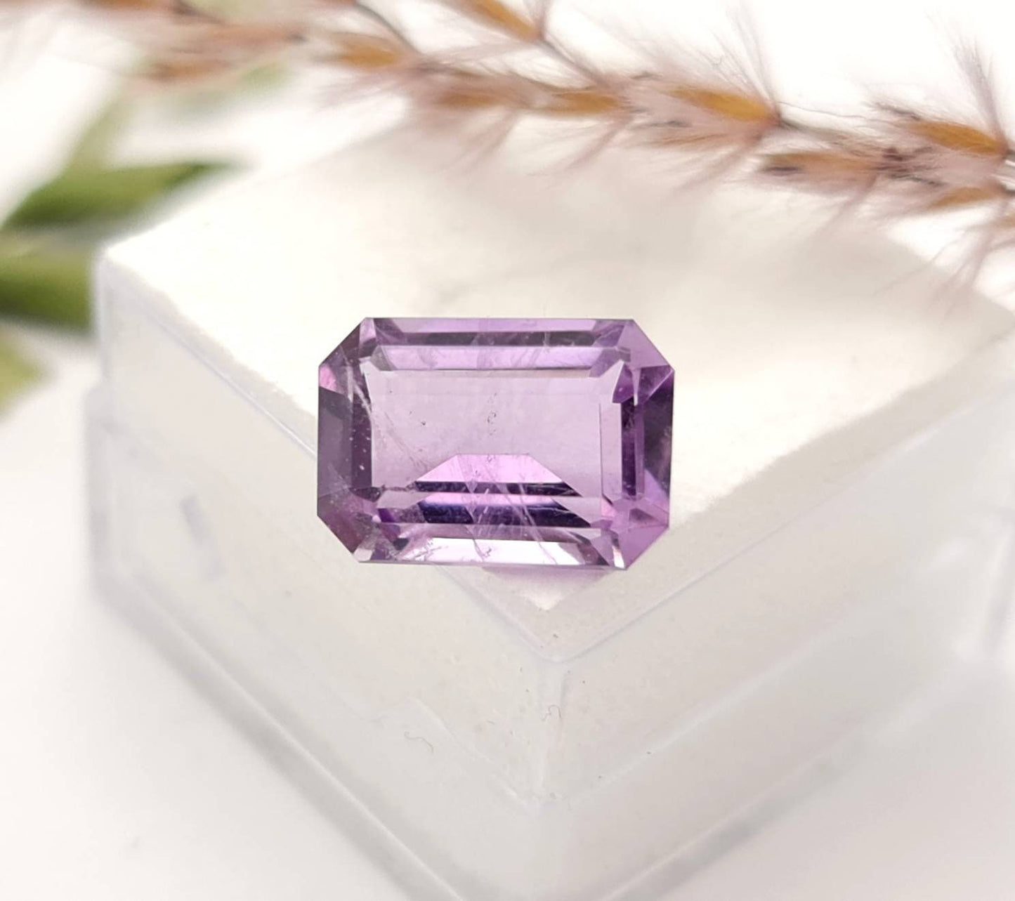 Echter facettierter Amethyst rechteck , violett lila 12x8,5mm 4,74ct (Nr.889)