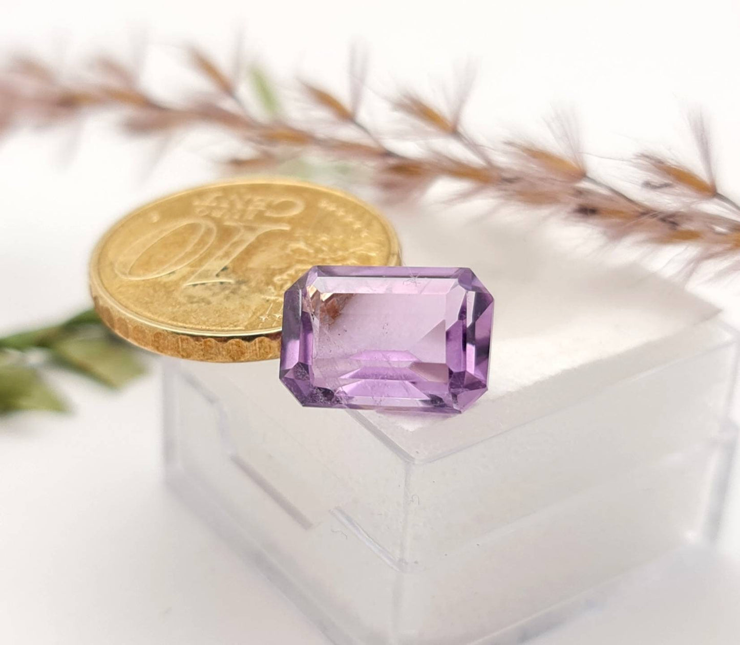 Echter facettierter Amethyst rechteck , violett lila 12x8,5mm 4,74ct (Nr.889)