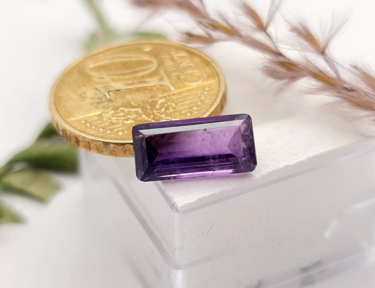 Echter facettierter Amethyst rechteck , violett lila 12x6mm 2,8ct (Nr.894)