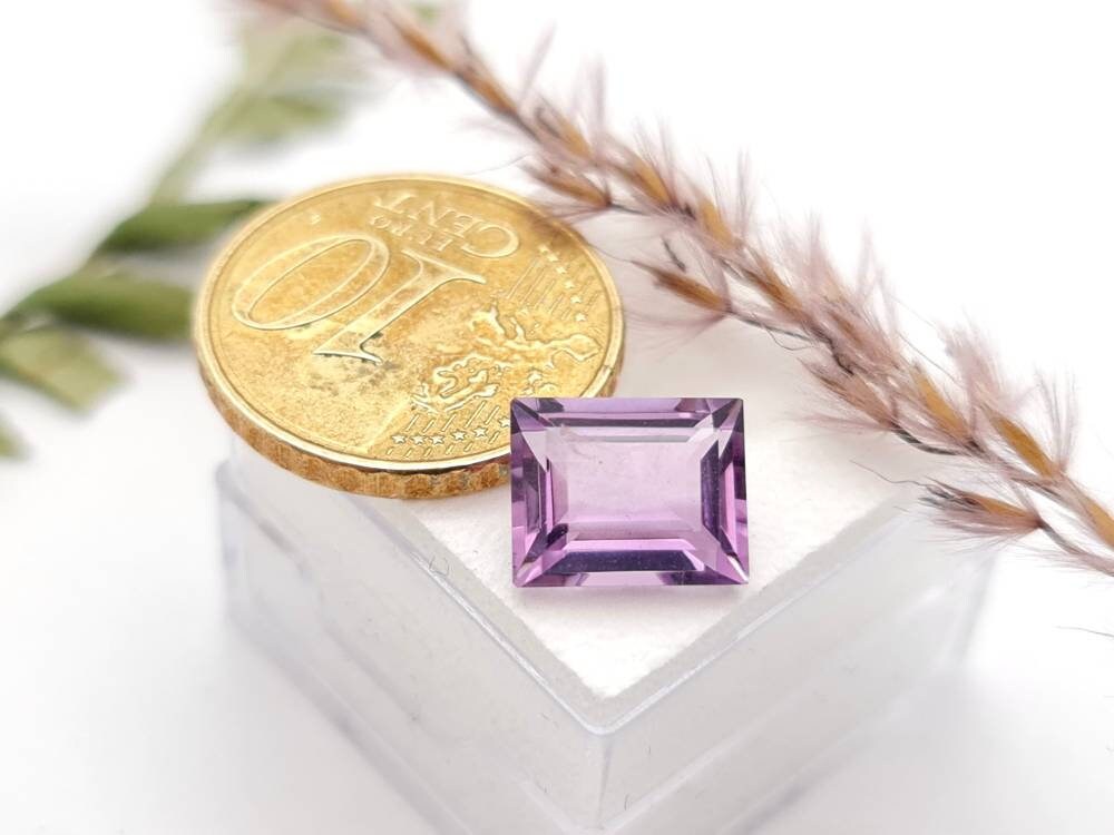 Echter facettierter Amethyst rechteck , violett lila 10x8mm 3,6ct (Nr.896)