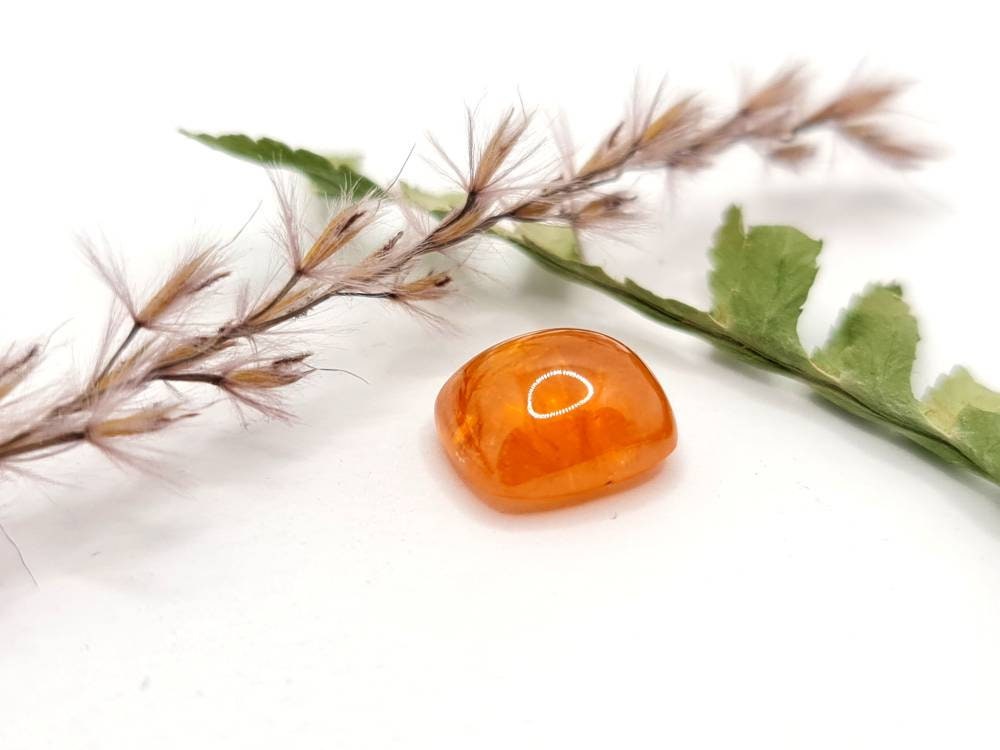 Rechteckiger orangefarbener Mandaringranat, Spessartin Cabochon 11x9,7mm 7,47ct (Nr.554)