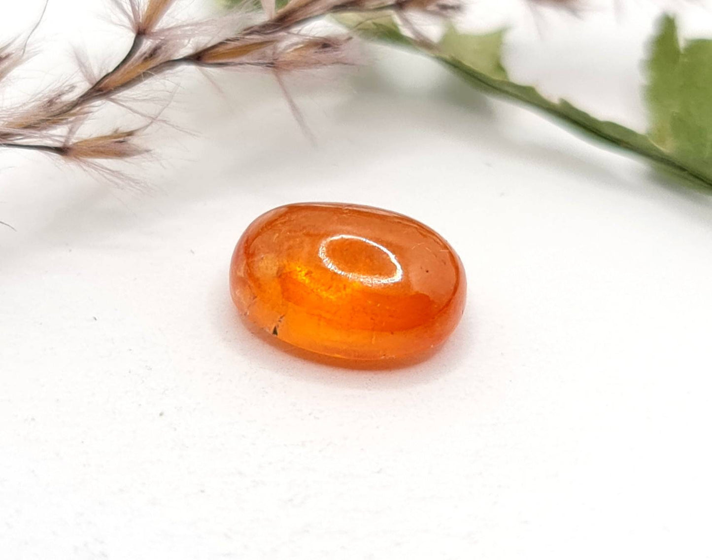 Ovales orangefarbenes Mandaringranat Cabochon Spessartin 10,8x8,2mm 5,4ct (Nr.562)