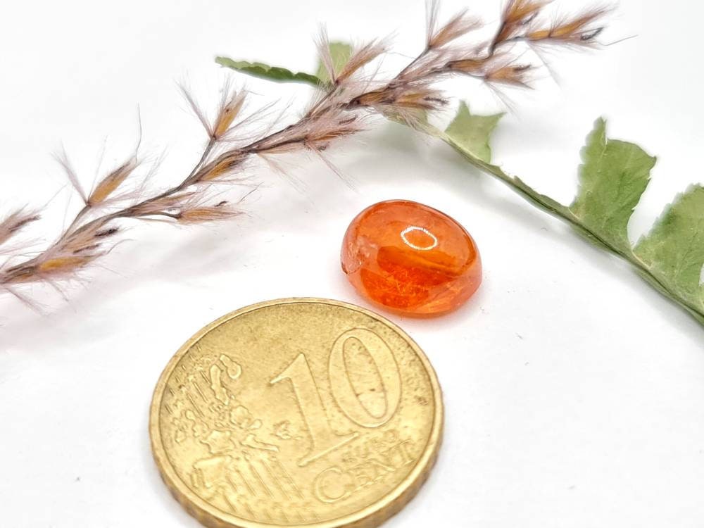 Ovales orangefarbenes Mandaringranat Cabochon 10,5x8,5mm 6,11ct (Nr.566)