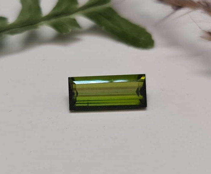 Rechteckiger grüner Turmalin facettiert 11,2x4,85mm 1,72ct (Nr.293)