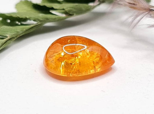 Nr.211 Mandaringranat Cabochon Tropfen, Träne orange 12,4x9,7mm 6,57ct