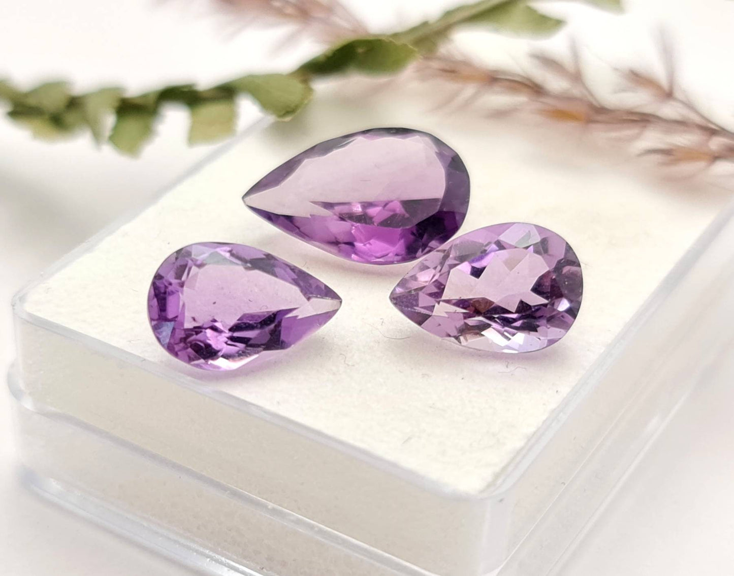 Echte facettierte Amethyste aus Brasilien Troofen Set 3 Stück violett lila 12 und 15mm 11,4ct (Nr.909)