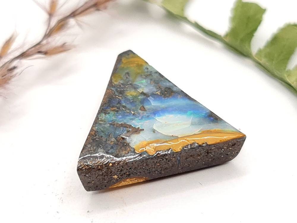 Echter australischer Boulderopal blau grün 22x20mm 18ct (Nr.578)