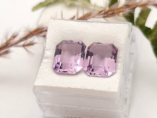 Echter violetter Amethyste lila Oktagon facettiert 2 Stück Paar 11,6x9,6mm 8,6ct (Nr.940)