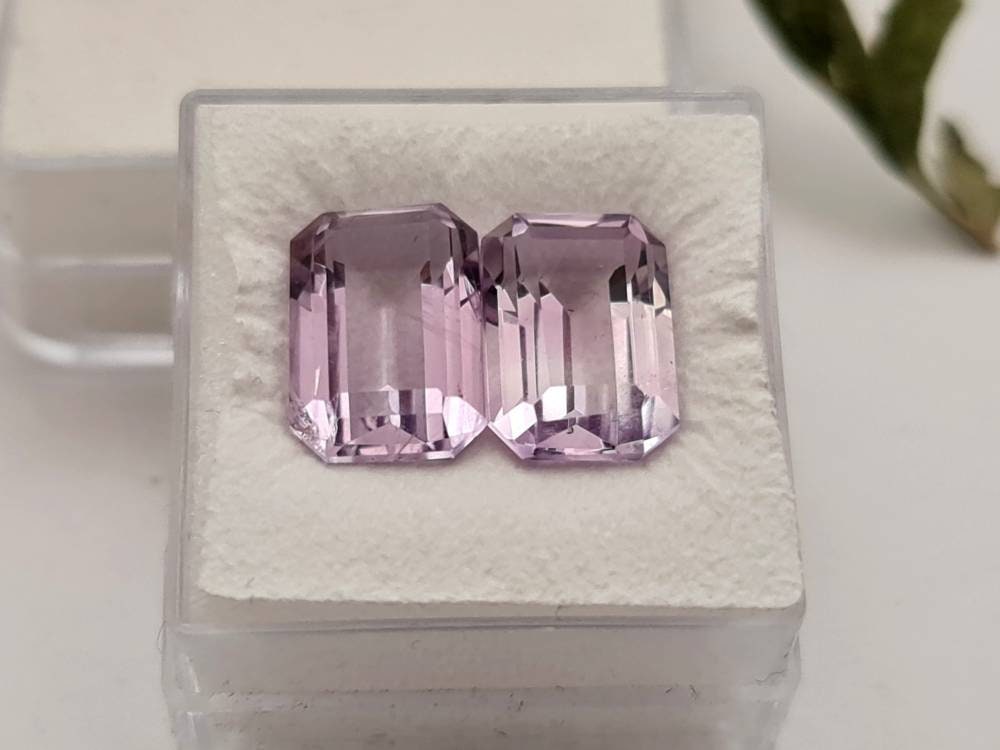 Echter violetter Amethyste lila Oktagon facettiert Paar/2 Stück 12,1x8,3mm 8,52ct (Nr.941)