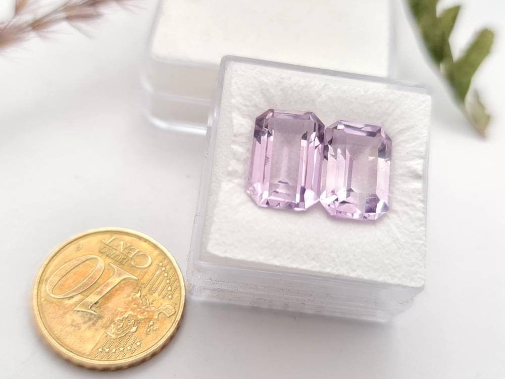 Echter violetter Amethyste lila Oktagon facettiert Paar/2 Stück 12,1x8,3mm 8,52ct (Nr.941)