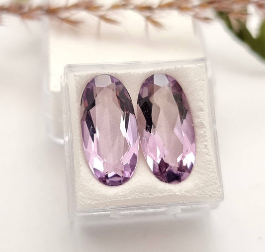 Echte violette Amethyste oval facettiert lila 2Stück/Paar 20x10mm 15,2ct (Nr.976)