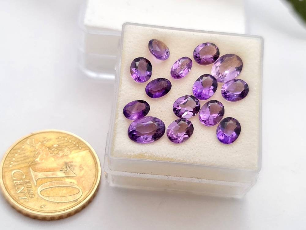 Echte violette Amethyste lila oval facettiert Lot versch. Größen 2,95ct (Nr.978)