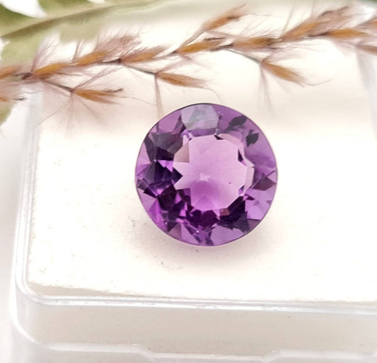 Echter violetter Amethyst rund facettiert lila 13mm 7,9ct (Nr.992)