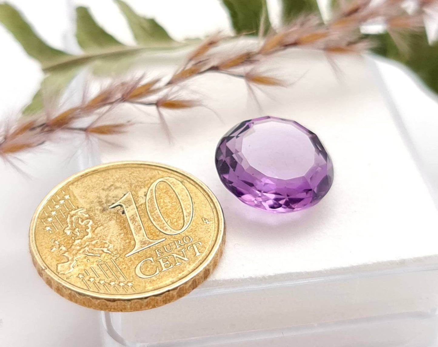 Echter violetter Amethyst rund facettiert lila 12,5mm 6,9ct (Nr.1007)