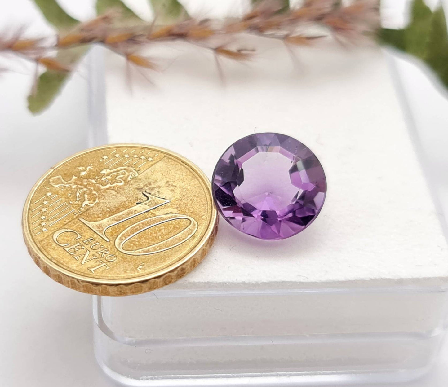 Echter violetter Amethyst rund facettiert lila 11,4mm 4,8ct (Nr.1016)