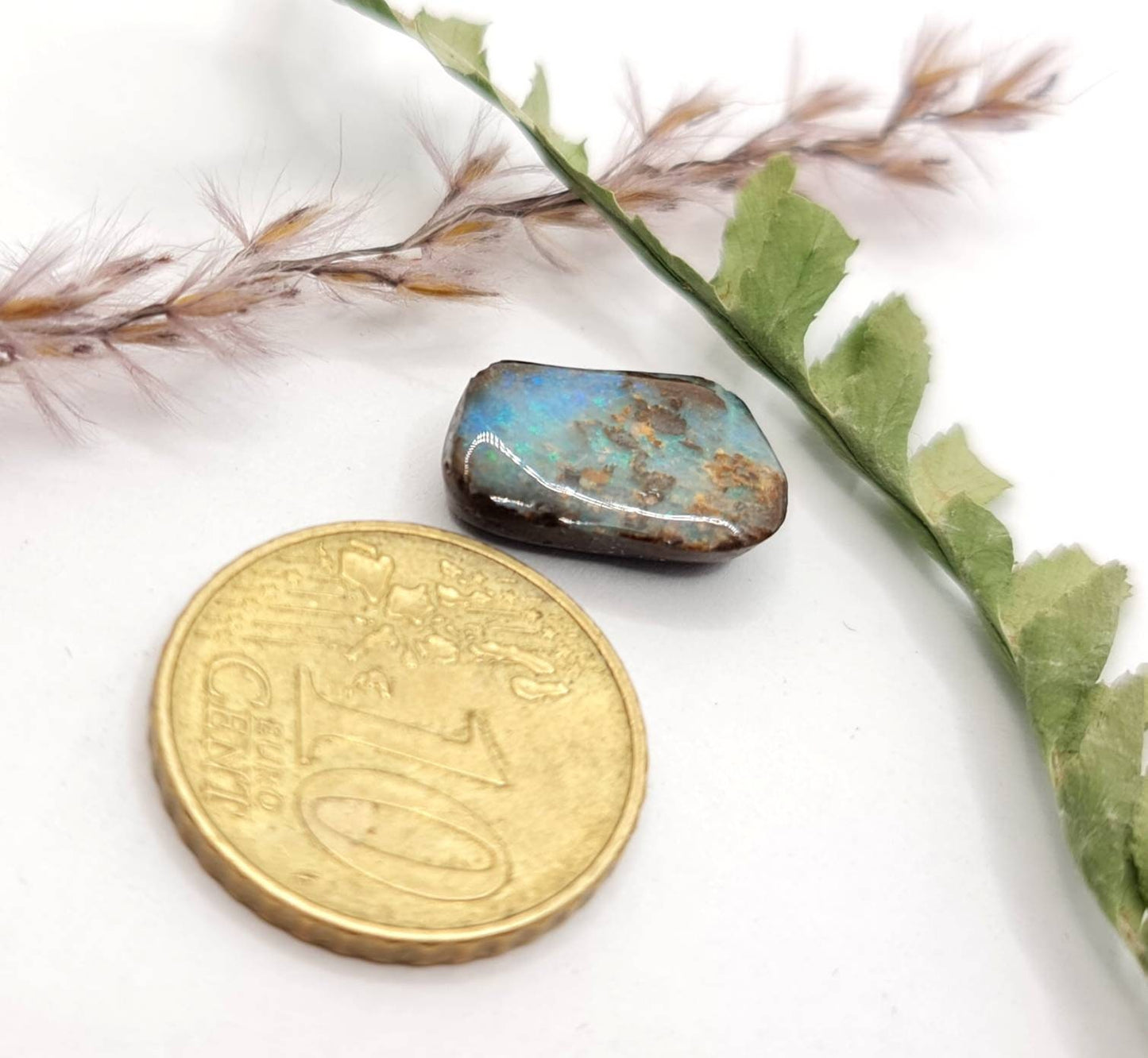 Echter australischer Boulderopal grün braun 15x9,8mm 6,46ct (Nr.591)