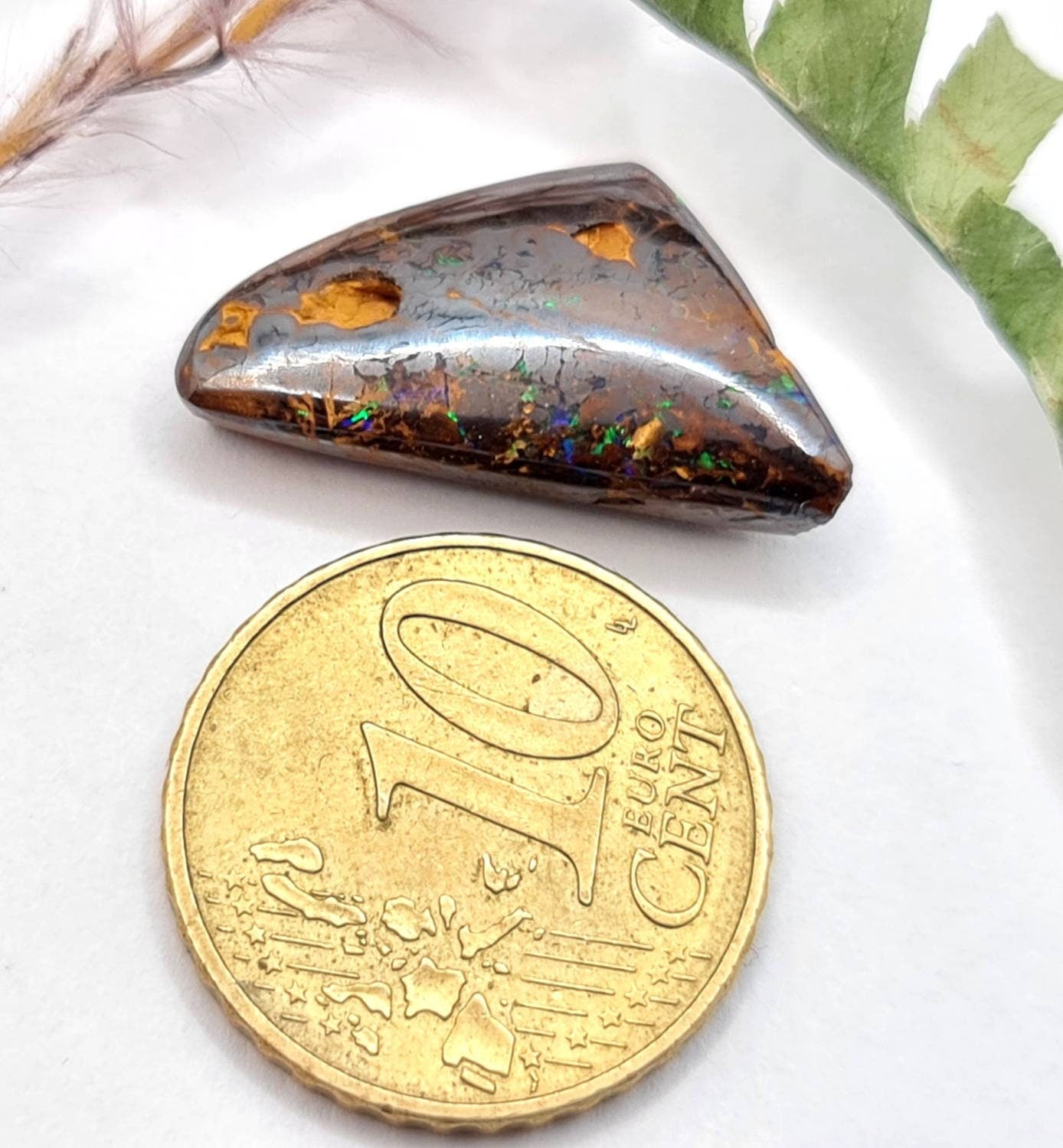 Echter australischer Boulderopal, Matrixopal braun grün 21,7x12,2mm 10,86ct (Nr.600)