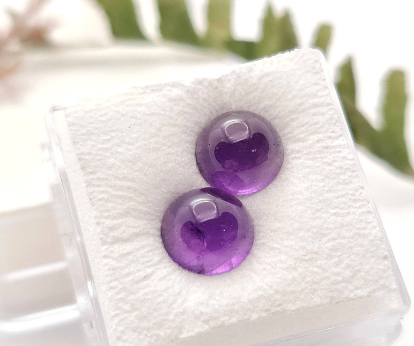 Echte violette Amethyst Cabochons 2 Stück/1 Paar rund lila 8mm 3,36ct (Nr.1035)