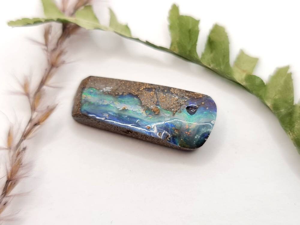 Echter australischer Boulderopal grün blau 25x10mm 14,25ct (Nr.630)