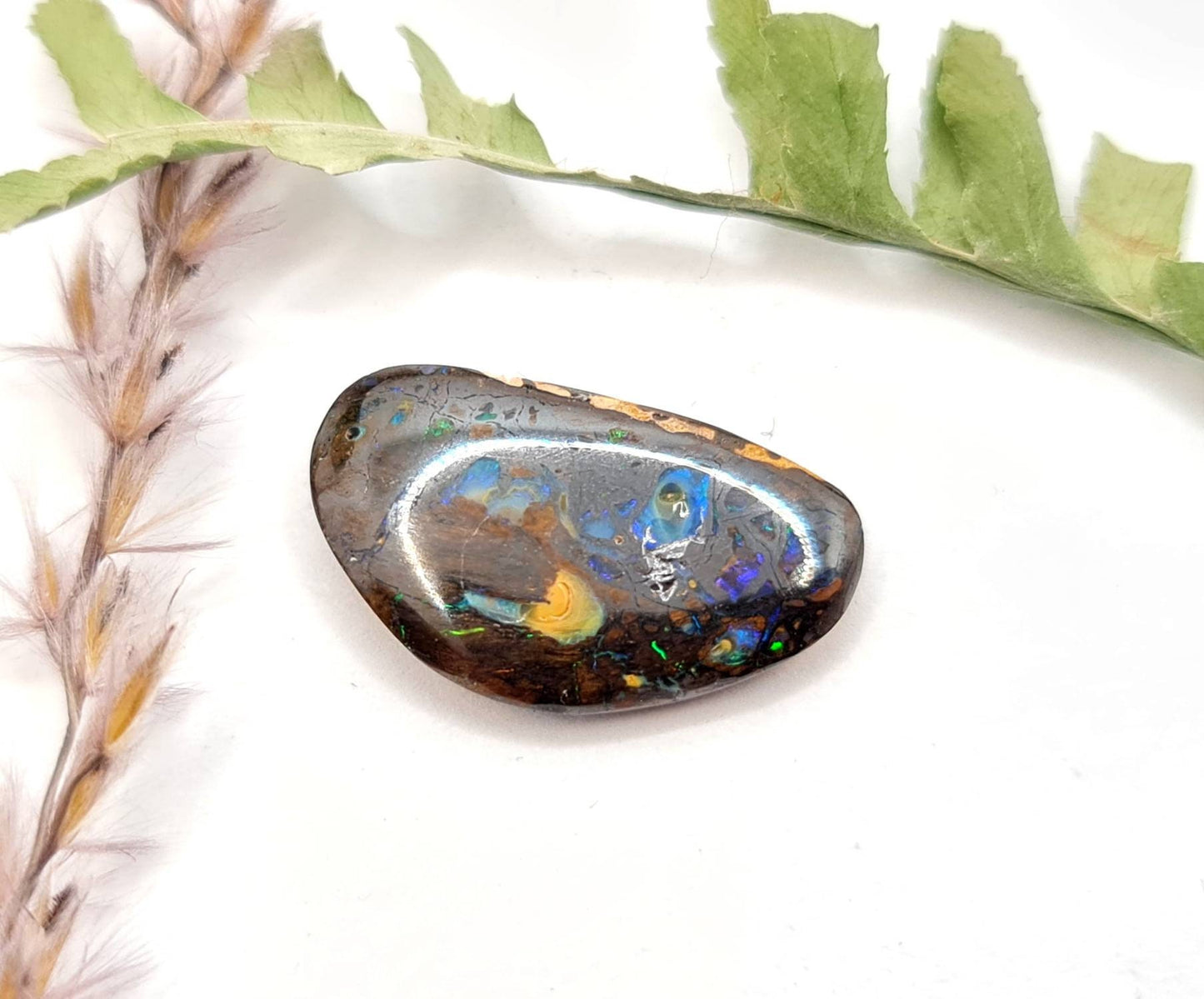 Echter australischer Boulderopal Matrixopal grün blau 19,5x11,1mm 7,54ct (Nr.629)