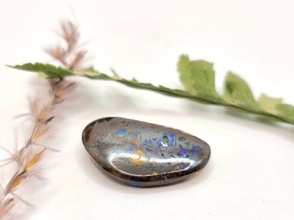 Echter australischer Boulderopal Matrixopal grün blau 19,5x11,1mm 7,54ct (Nr.629)