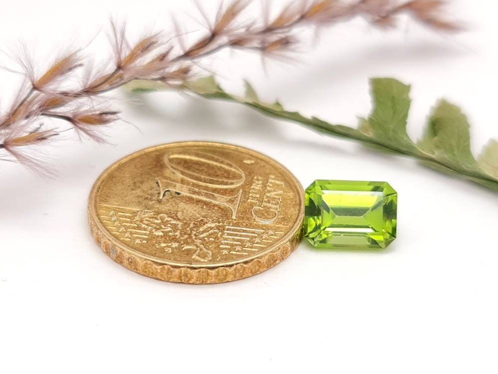 Echter grüner Peridot facettiert rechteck Oktagon 8x6mm (Nr.1057)