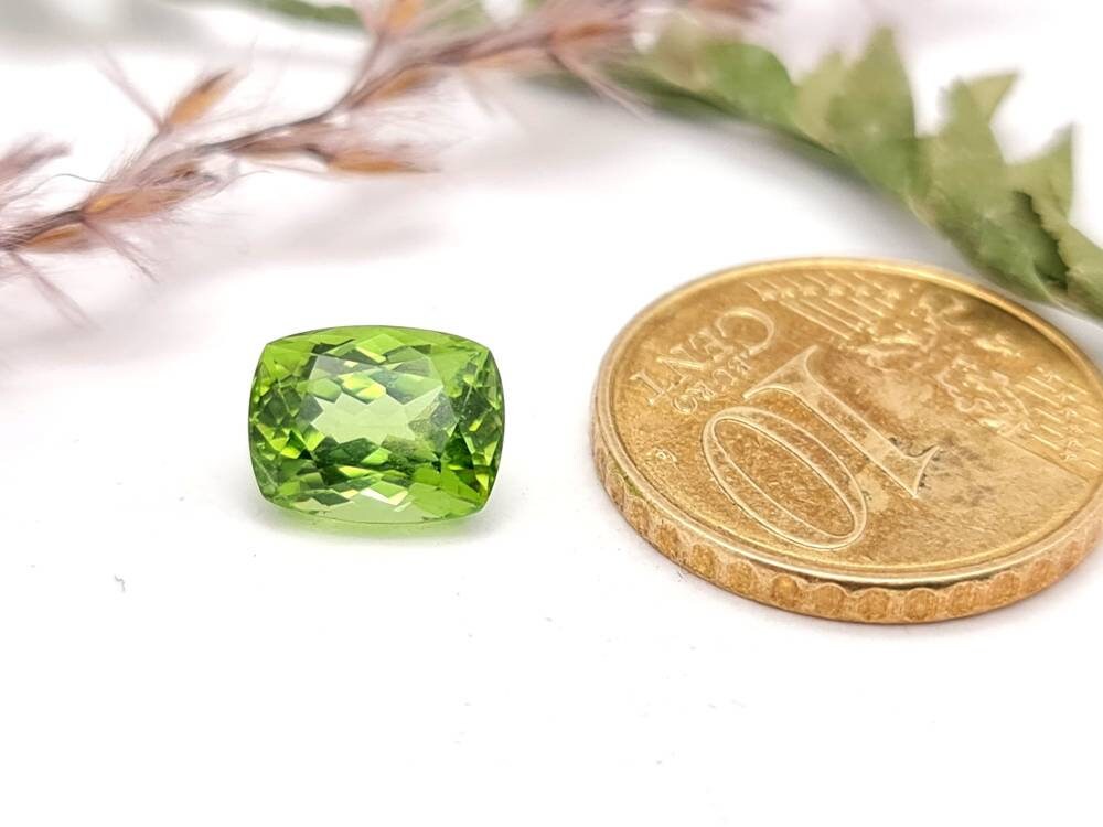 Echter grüner Peridot facettiert rechteck 9x7mm (Nr.1065)