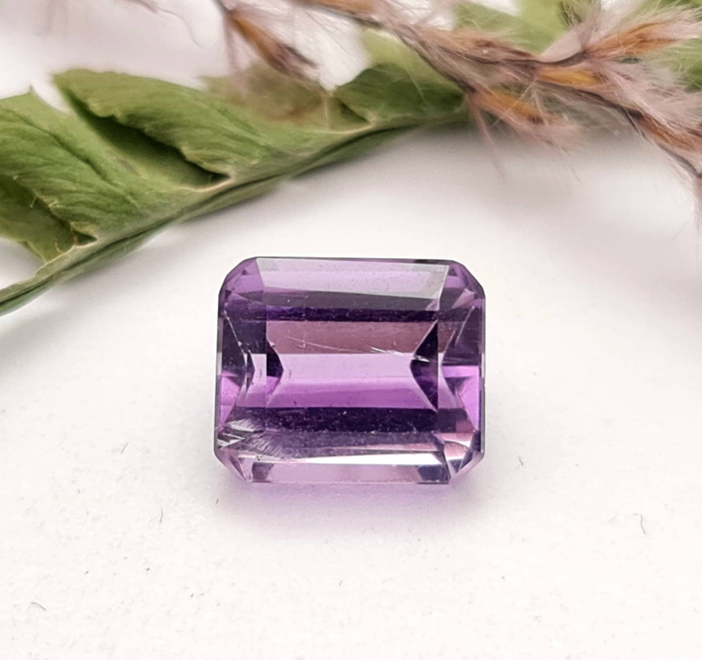 Echter facettierter Amethyst Rechteck violett lila 10,2x8,5 mm 4,42ct (Nr.746)