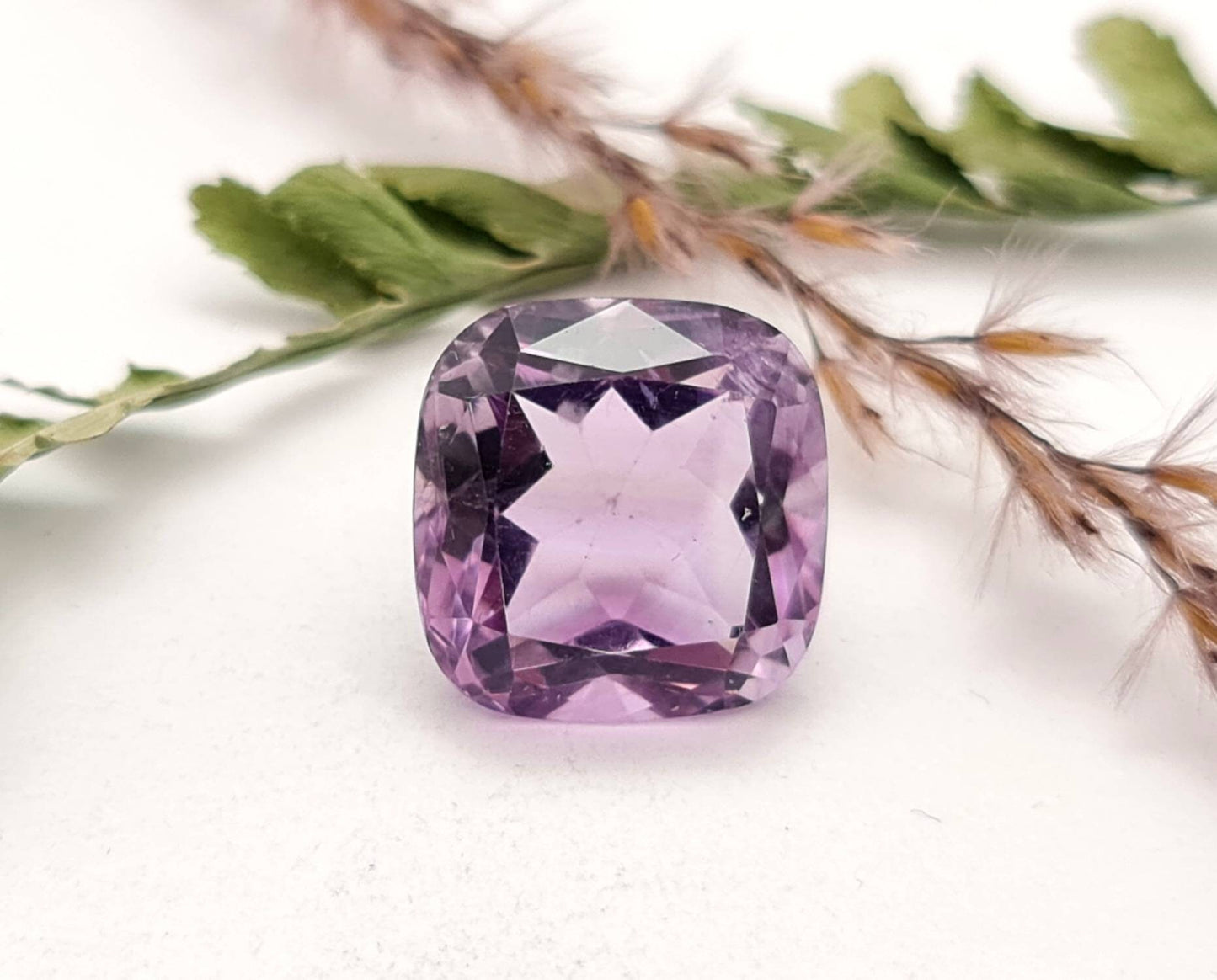 Echter grosser Amethyst quadratisch facettiert violett lila 15x15 mm 14,94 ct (Nr.749)