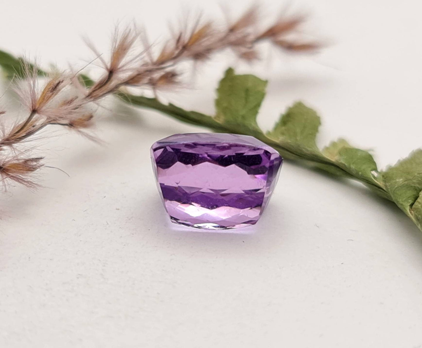 Echter facettierter Amethyst Rechteck lila violett 12x10mm 6,68ct (Nr.760)