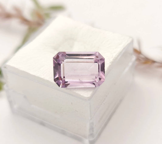 Echter facettierter Amethyst rechteck , violett lila rosa, Rose de France 12,2x8,4mm 4,7ct (Nr.888)