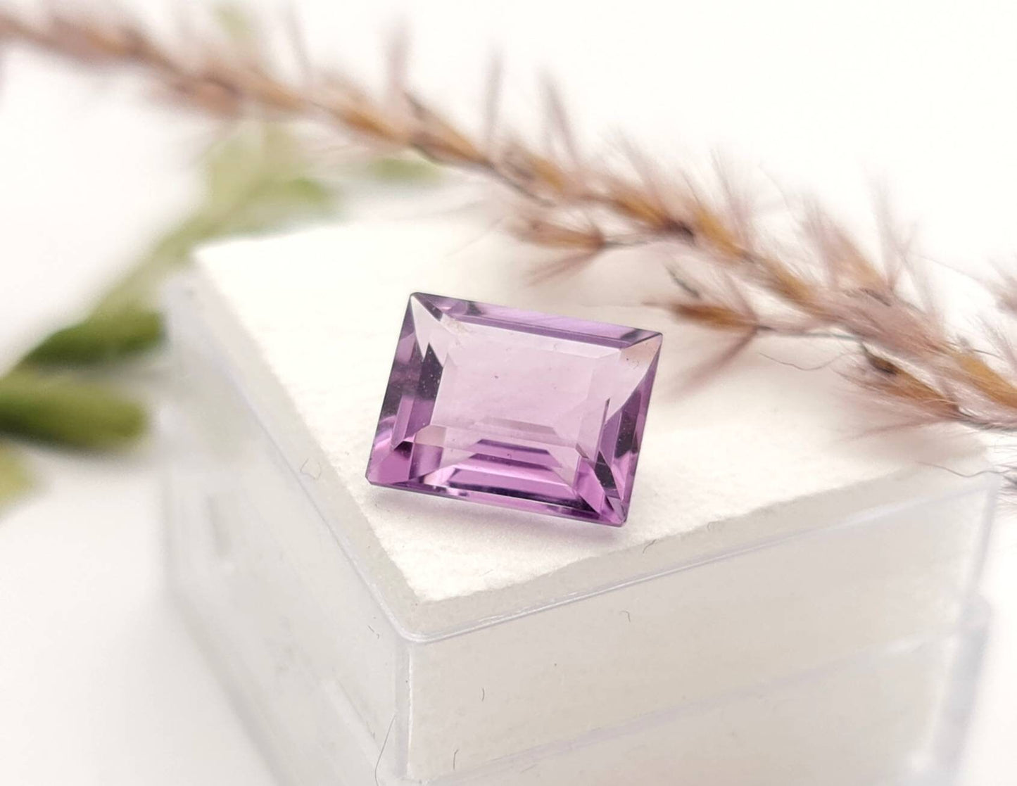 Echter facettierter Amethyst rechteck , violett lila 10x8mm 3,6ct (Nr.896)