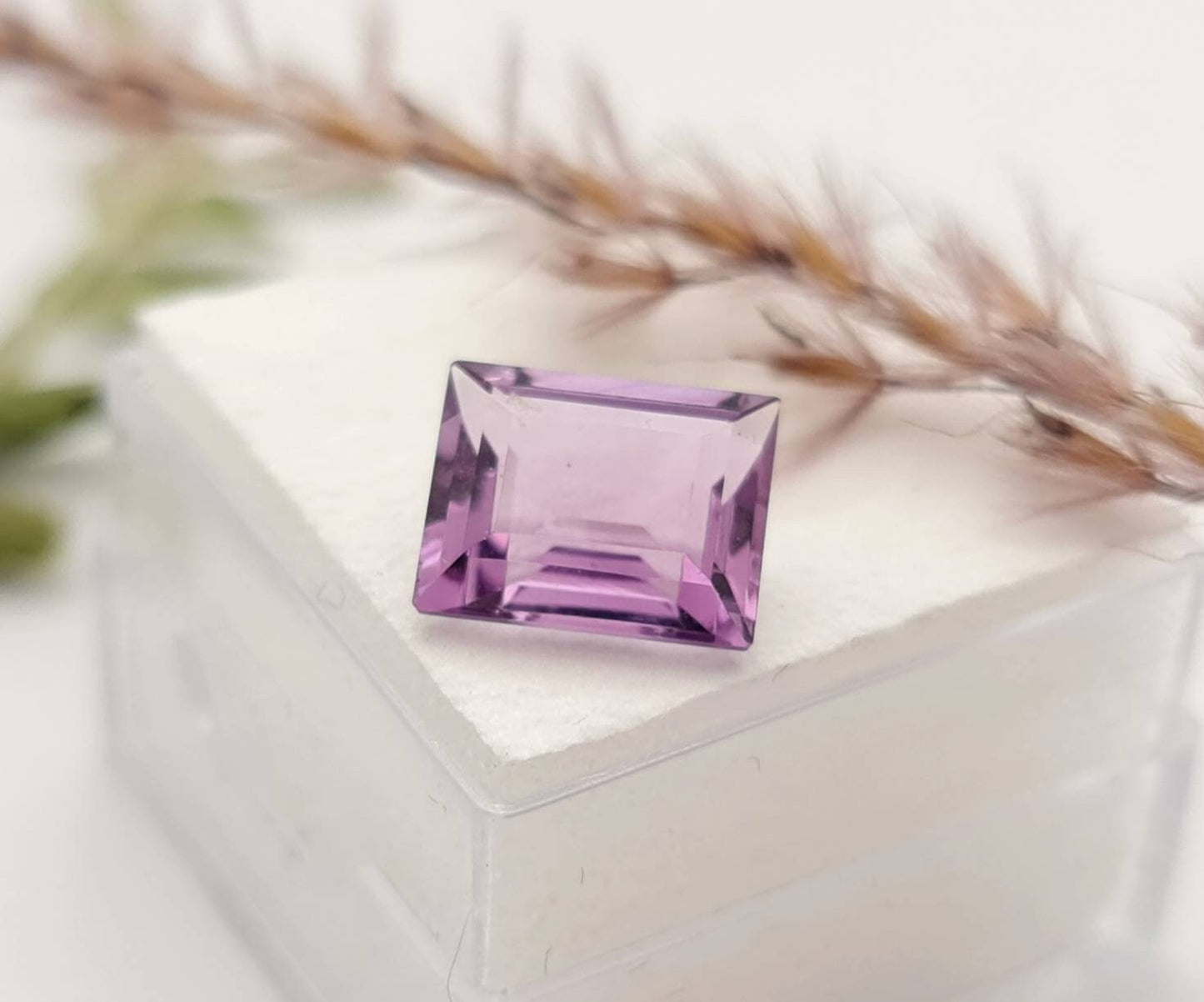 Echter facettierter Amethyst rechteck , violett lila 10x8mm 3,6ct (Nr.896)