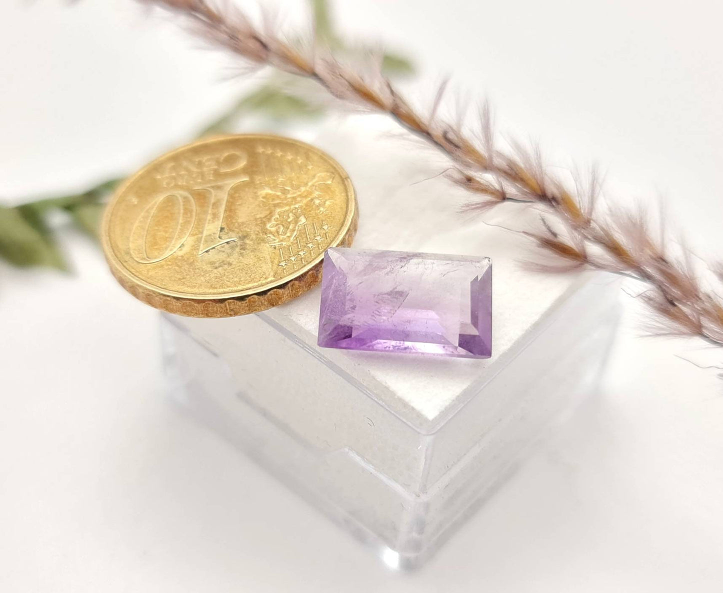 Echter facettierter Amethyst rechteck , violett lila 12x7,9mm 3,16ct (Nr.898)