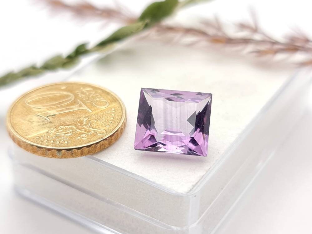 Echter facettierter Amethyst aus Brasilien rechteck lila violett 11,2x 10mm 5,7ct (Nr.905)