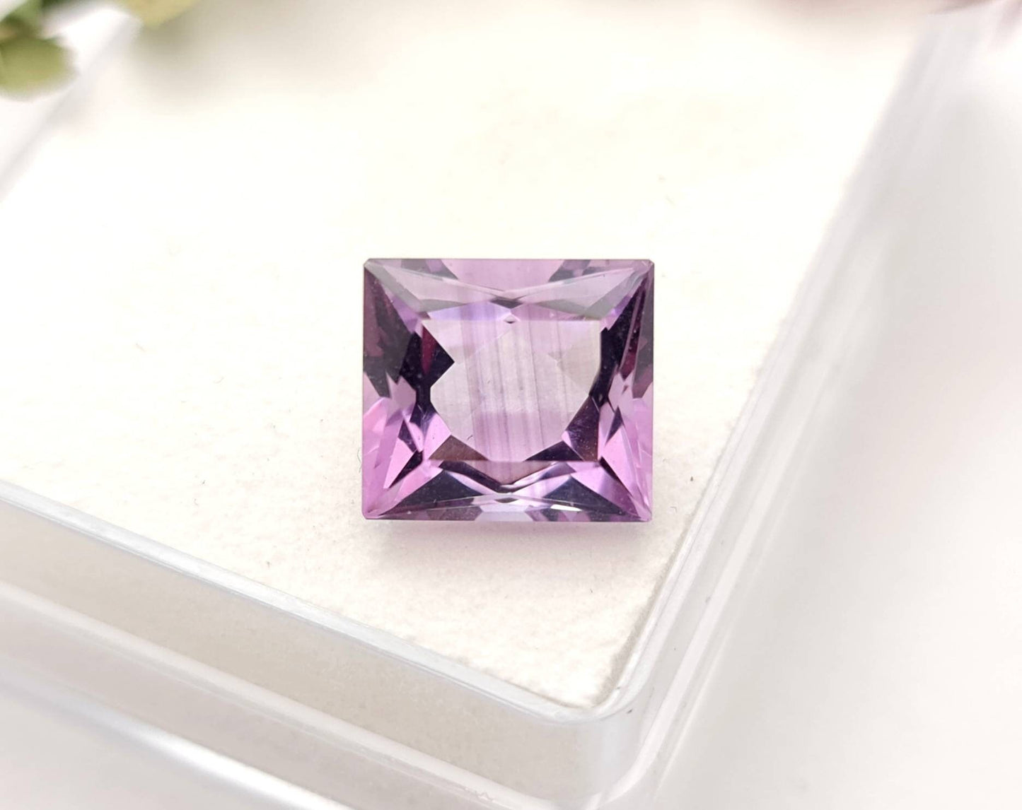 Echter facettierter Amethyst aus Brasilien rechteck lila violett 11,2x 10mm 5,7ct (Nr.905)