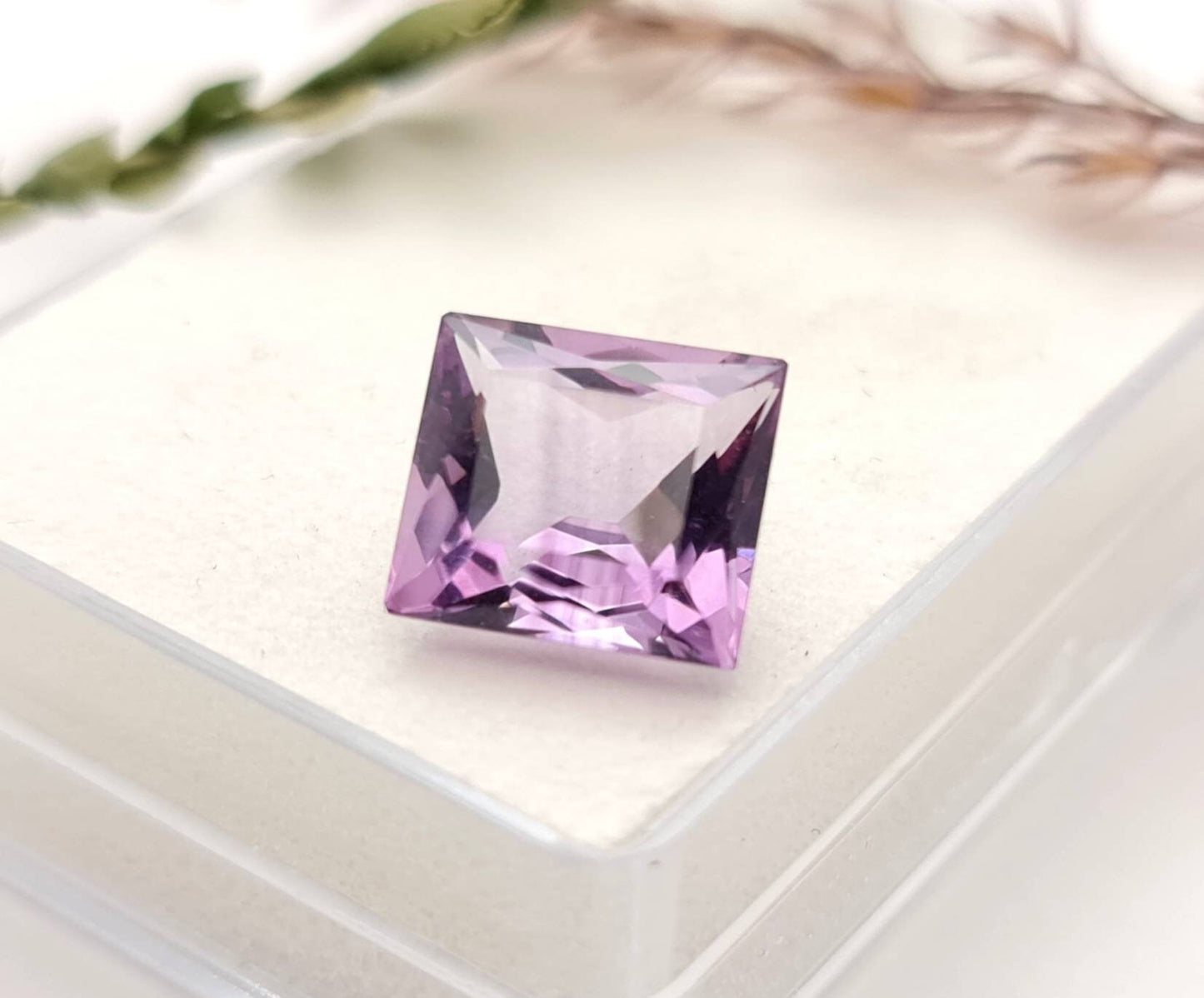 Echter facettierter Amethyst aus Brasilien rechteck lila violett 11,2x 10mm 5,7ct (Nr.905)