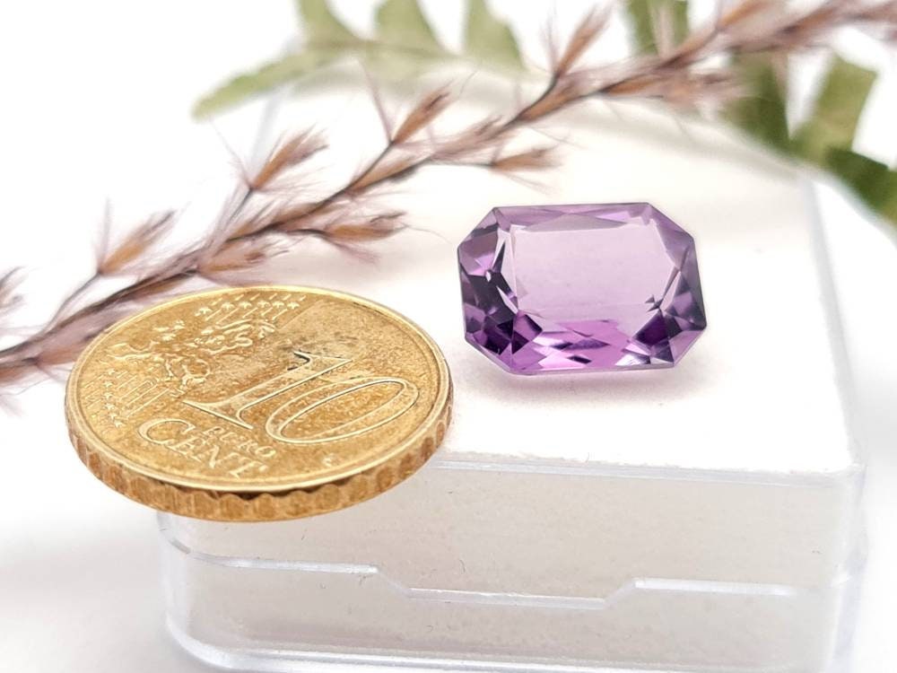 Echter violetter Amethyste lila Oktagon facettiert 12,8×9,8mm 5,8ct (Nr.932)