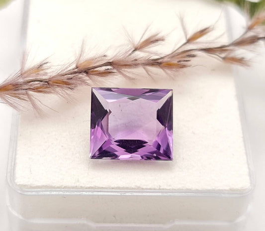 Echter violetter Amethyste lila Rechteck facettiert 12x10,5mm 5,5ct (Nr.933)