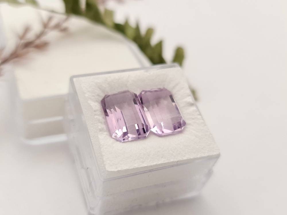 Echter violetter Amethyste lila Oktagon facettiert Paar/2 Stück 12,1x8,3mm 8,52ct (Nr.941)