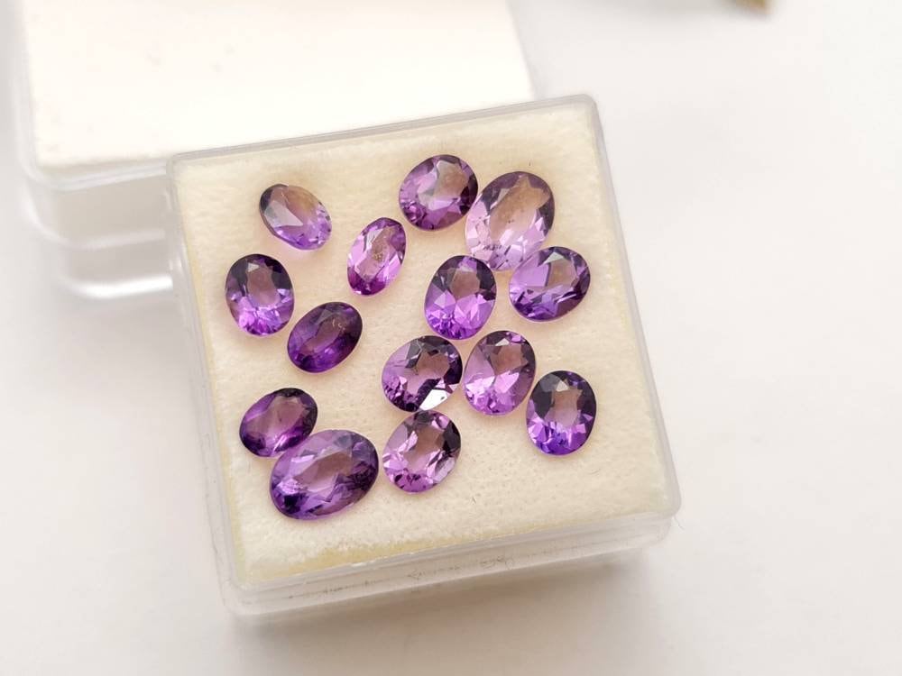 Echte violette Amethyste lila oval facettiert Lot versch. Größen 2,95ct (Nr.978)