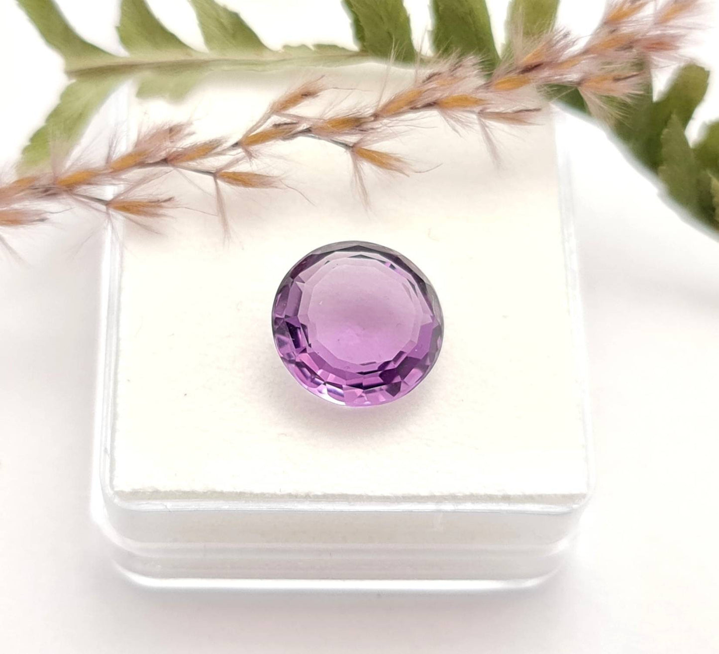 Echter violetter Amethyst rund facettiert lila 12,5mm 6,9ct (Nr.1007)