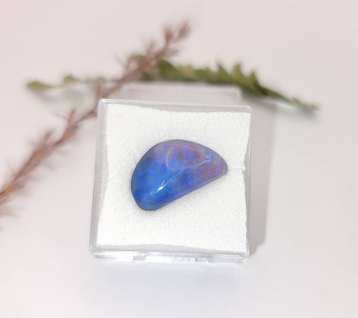 Echtes australisches Opal Cabochon, Freiform blau/türkis 16,5x10mm 5,1ct (Nr.1119)